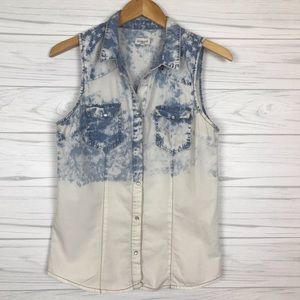 Love Culture Bleached Denim Star Top
